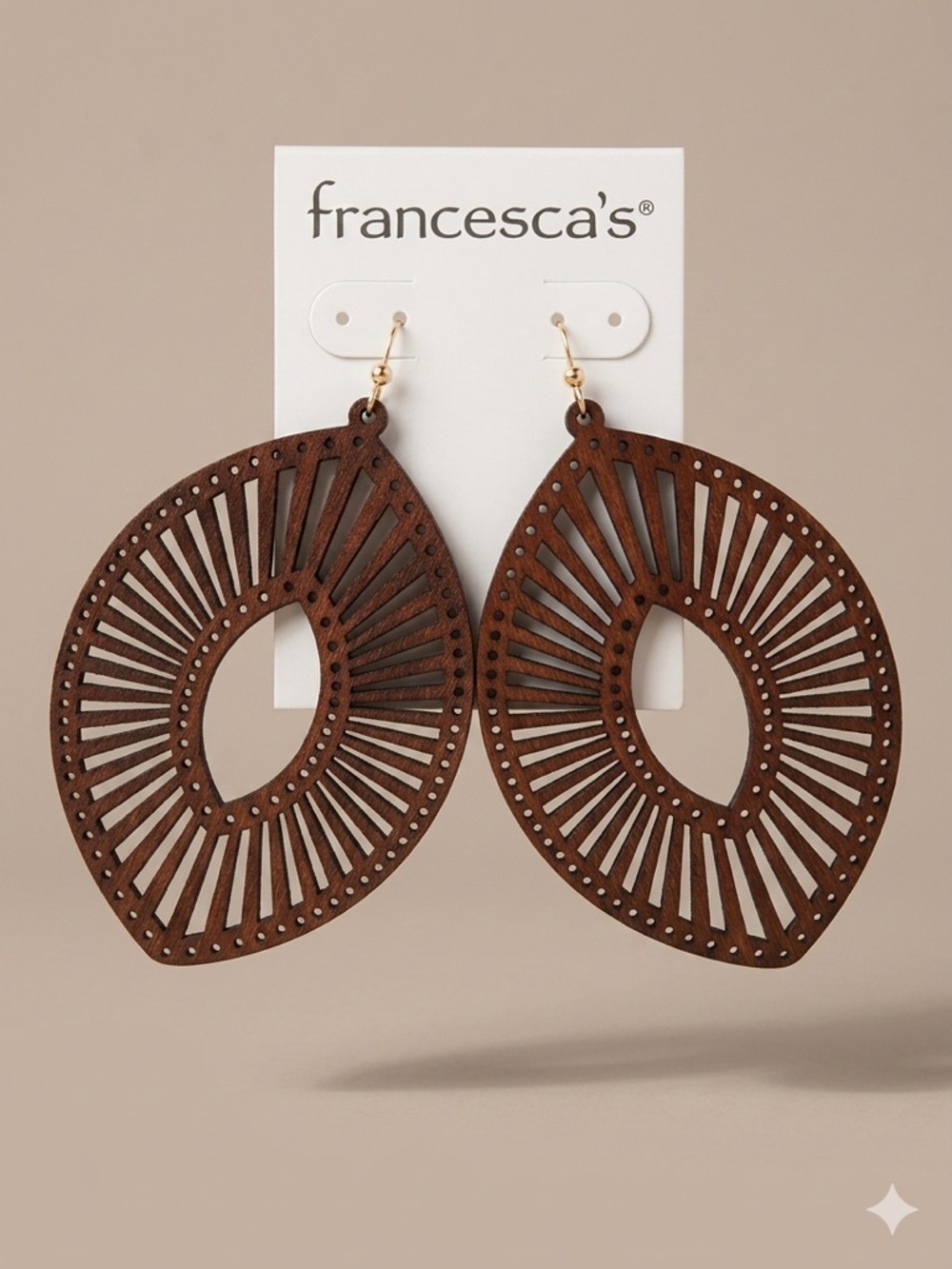 Francesca's Collections Rust Brown Laser-Cut Teardrop Earrings
